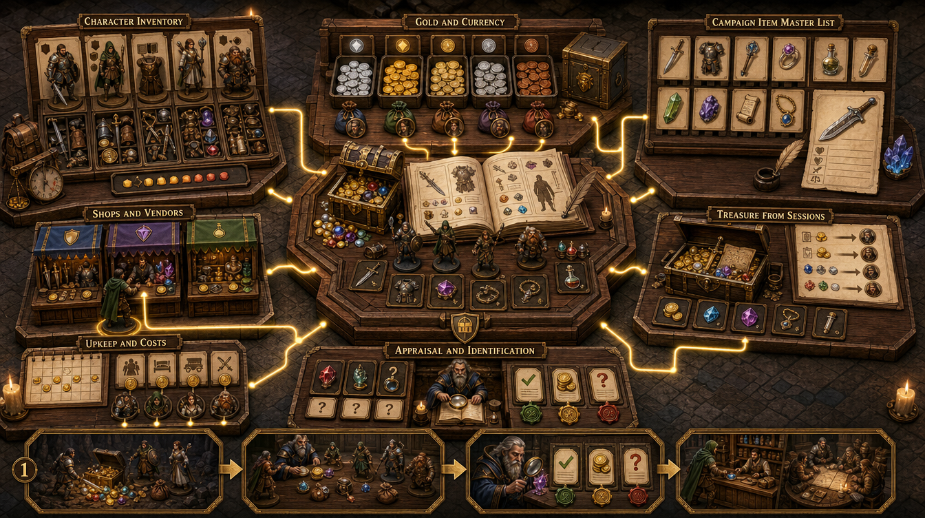 Gold & XP inventory and treasure tracker